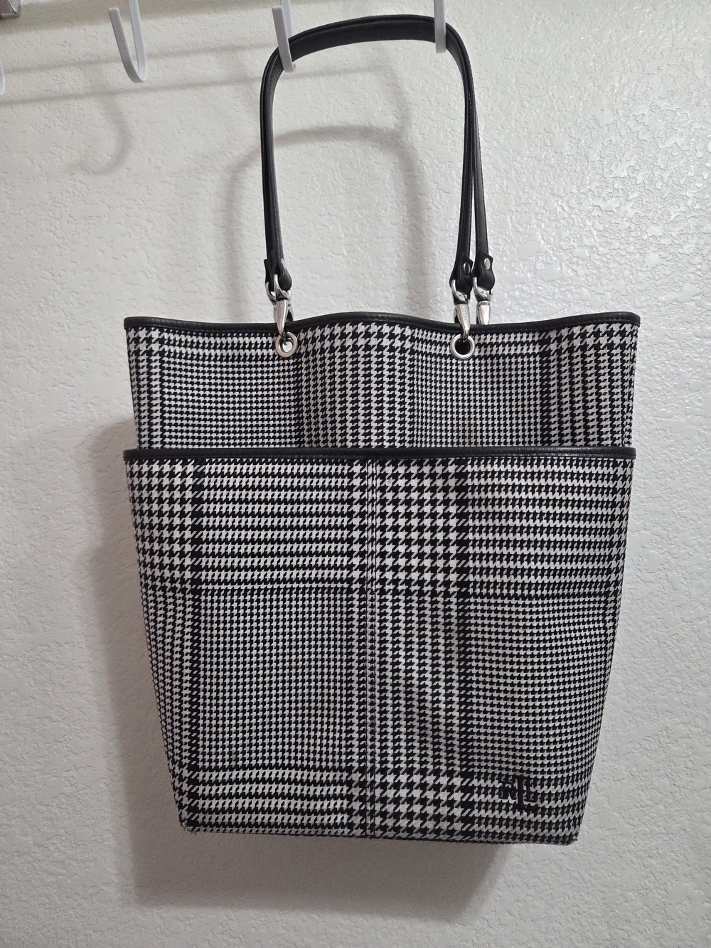 Ralph Lauren Black and White Houndstooth Tote